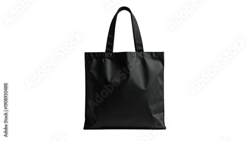 A plain black tote bag against a stark black background, showcasing its simple design (1)