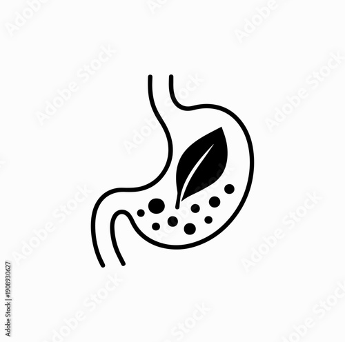 Gut Health and Nutrition Concept with Abstract Stomach and Microbiome Elements