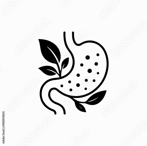 Gut Health and Nutrition Concept with Abstract Stomach and Microbiome Elements