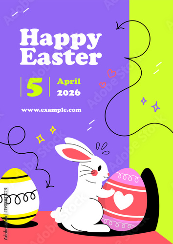 Happy Easter Day Celebration Flyer Invitation or Greeting Card Template Design