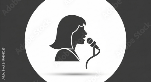 Woman Talking on Landline Phone Silhouette Icon on White Background