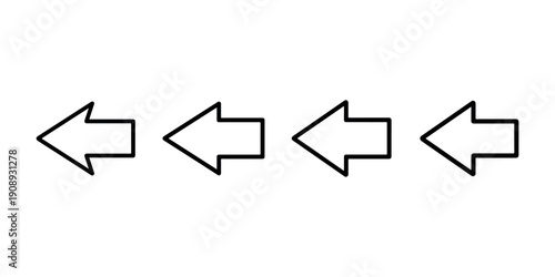 A collection of left arrow vector icons in various styles, offering directional navigation symbols for web and UI design elements