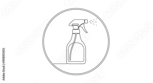 Spray bottle icon, cleaning spray illustration, minimalist line art