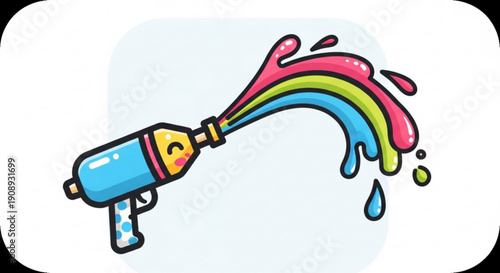 Colorful Paint Spraying from Spray Bottle on White Background