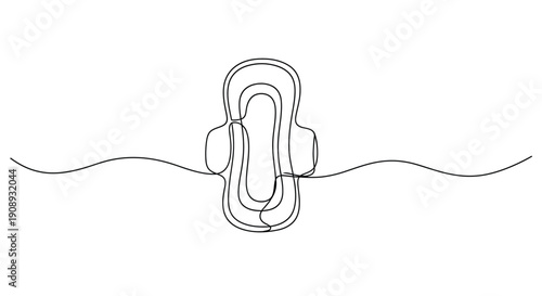 Abstract Continuous Line Art of a Sanitary Pad