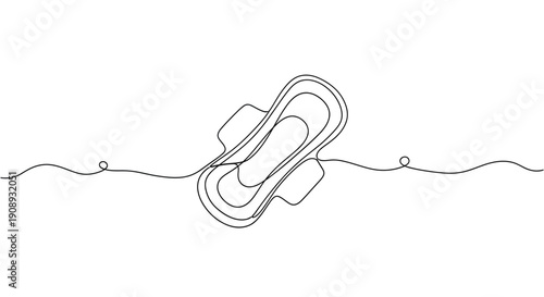 Minimalist Line Drawing of a Feminine Hygiene Pad