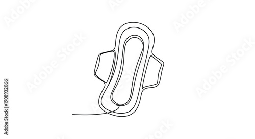 Clean Line Art of a Sanitary Napkin