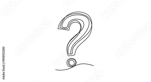 Question Mark Symbol, Continuous Line Art