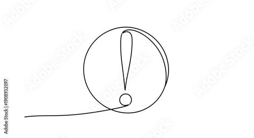 Exclamation Mark in Circle, Single Line Art