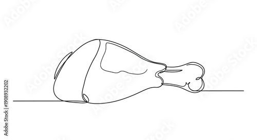 Chicken Leg  Minimalist Line Art Illustration