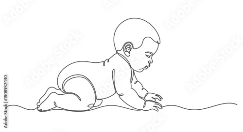 Side View of a Baby Crawling on the Ground