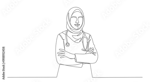Muslim Female Doctor in Hijab with Stethoscope