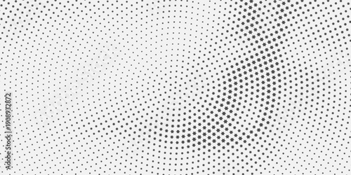 Abstract halftone wave dotted background. Futuristic twisted grunge pattern, dot, circles