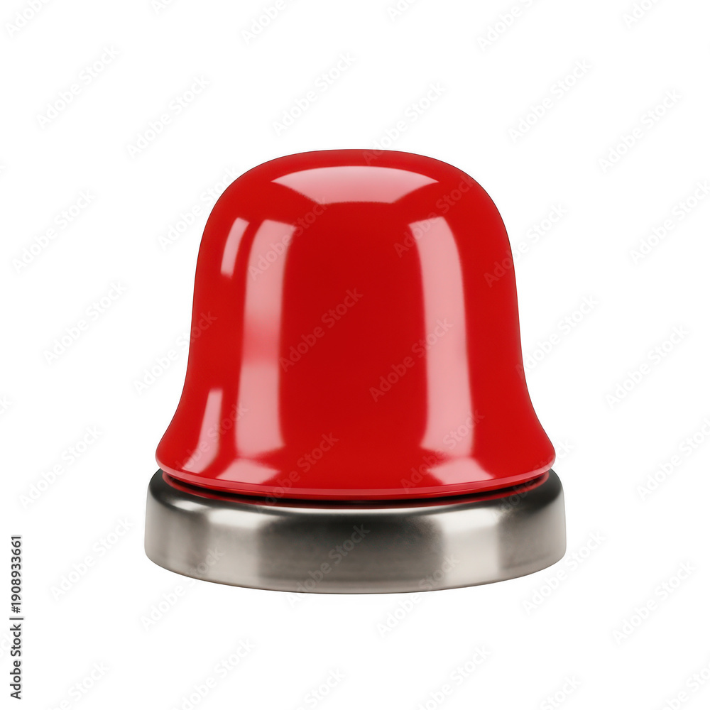 Fototapeta premium Bright red emergency beacon light mounted on a metallic base isolated on transparent background