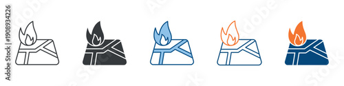 Fire Location Icon Set Multiple Style Collection