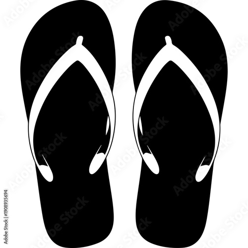 Minimalist Black Flip Flops Vector Illustration