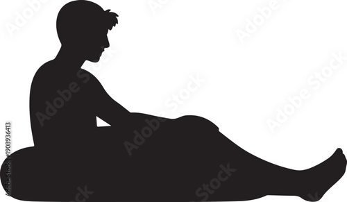 Black silhouette of a man sitting cross-legged on the floor