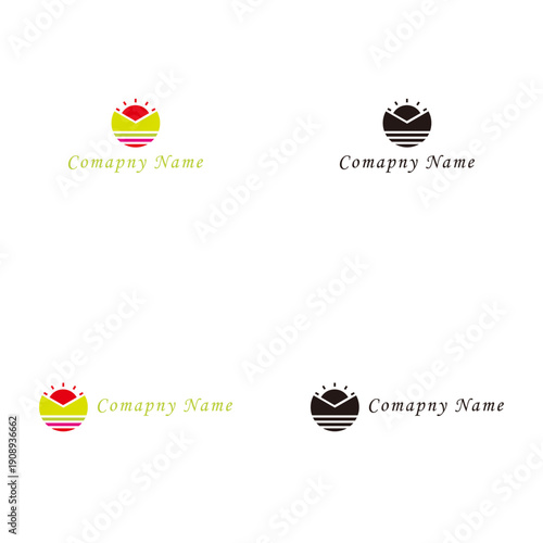 Abstract Colorful Sunrise Logo over Water Surface for Energy and Nature Branding