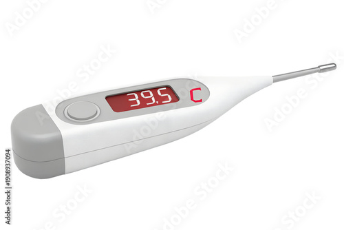 Digital thermometer on white background