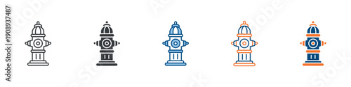 Hydrant Icon Set Multiple Style Collection