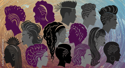 Diverse Hairstyles Silhouette Collection.