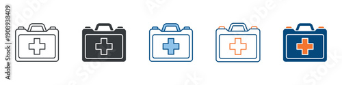 First Aid Kit Icon Set Multiple Style Collection