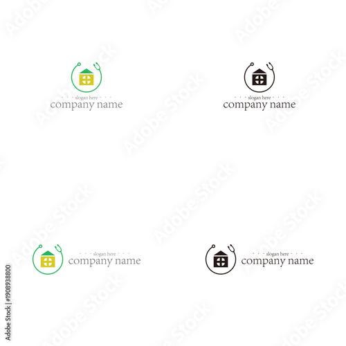 Minimalist Home Care Logo with Stethoscope Circling a House Icon
