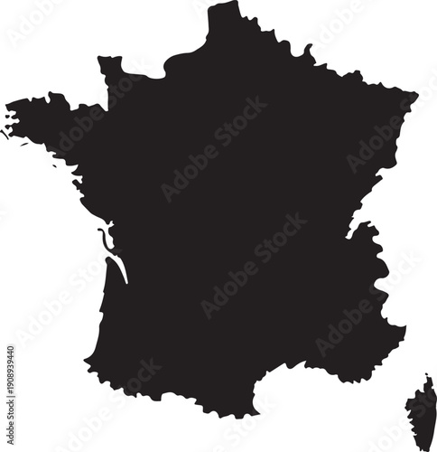 france map - High detailed Black map with counties