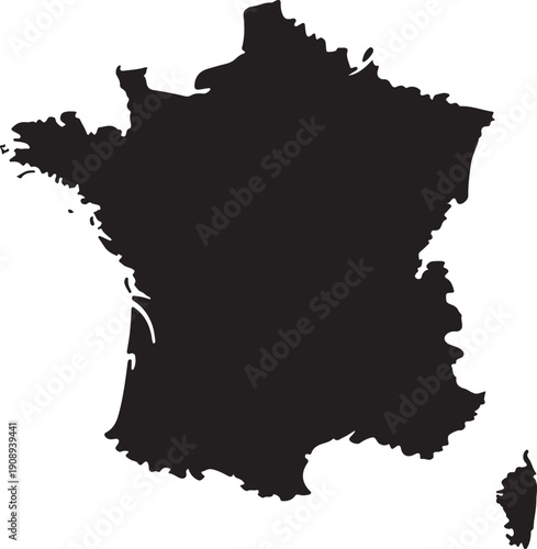 france map - High detailed Black map with counties