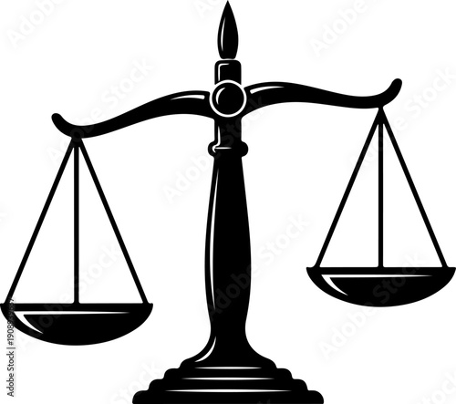 Balance scale of justice silhouette vector illustration