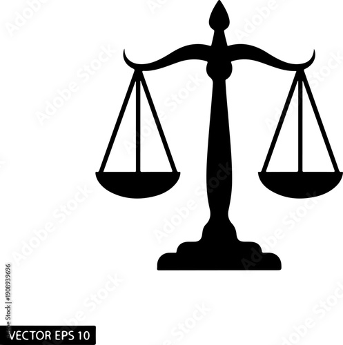 Balance scale of justice silhouette vector illustration