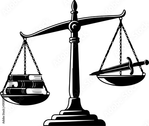 Balance scale of justice silhouette vector illustration