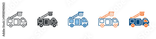 Fire Truck Icon Set Multiple Style Collection
