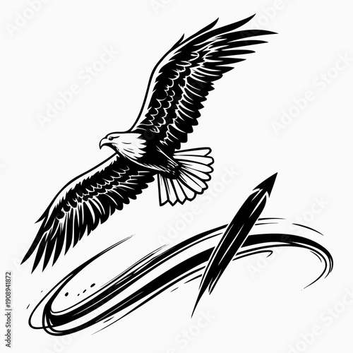 Single Dynamic Curved Black Brush Stroke