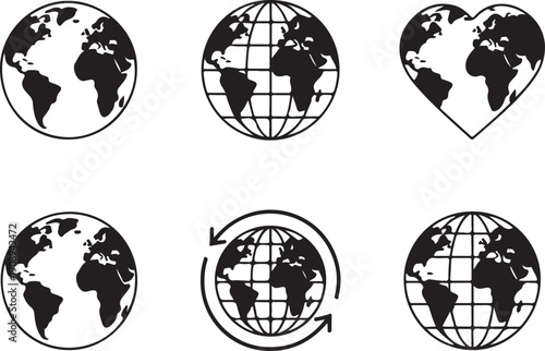 Globe icon. Earth globe Icon set. Vector