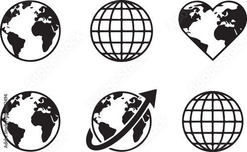 Globe icon. Earth globe Icon set. Vector