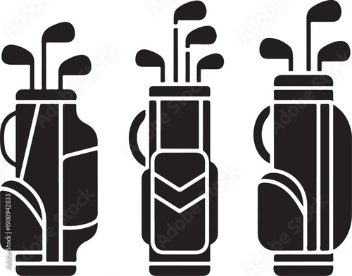 Golf bag icon set. Vector graphic illustration. Suitable for website design, logo, app, template, and ui.