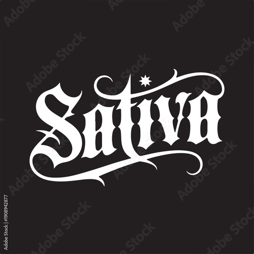 Sativa Typography in Gothic Calligraphy Style