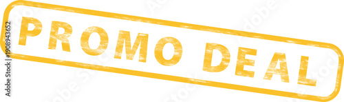 Golden Promo Deal stamp, vector overlay effect for banner or poster, isolated on transparent background, png