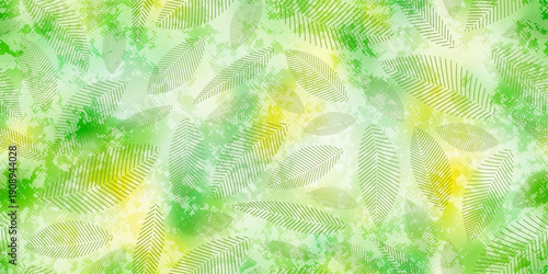 Spring, summer background, minimalist leaves seamless pattern, vector design