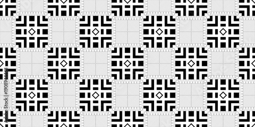 Seamless Transparent Geometric Monochrome Architectural and Art Deco Style Patterns