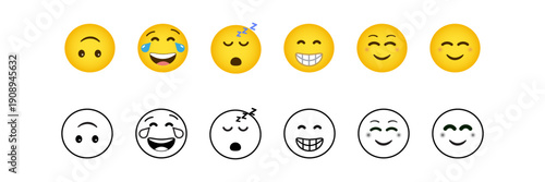 Vector set of different emoji reaction icons for user feedback and rating