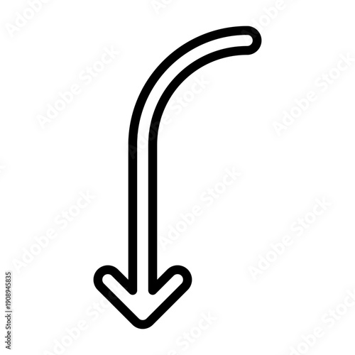 Left Arrow Curving Down Icon Design