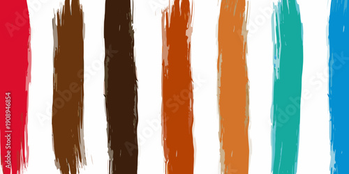 Abstract brushstrokes of vibrant colors arranged in a horizontal line