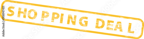 Golden Shopping Deal stamp, vector overlay effect for banner or poster, isolated on transparent background, png