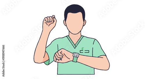 Flat Illustration Patient monitoring health status on smartwatch