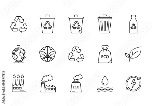 Eco friendly icons for sustainable living and recycling