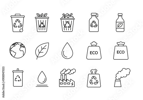 Eco friendly icons for sustainable living and recycling