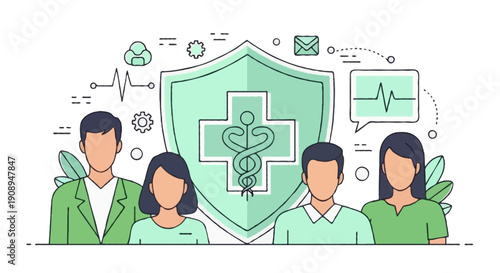 Flat Illustration Medical insurance and healthcare protection concept
