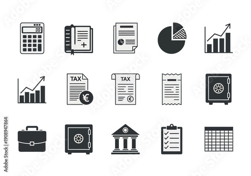 Financial icons for business and accounting needs
